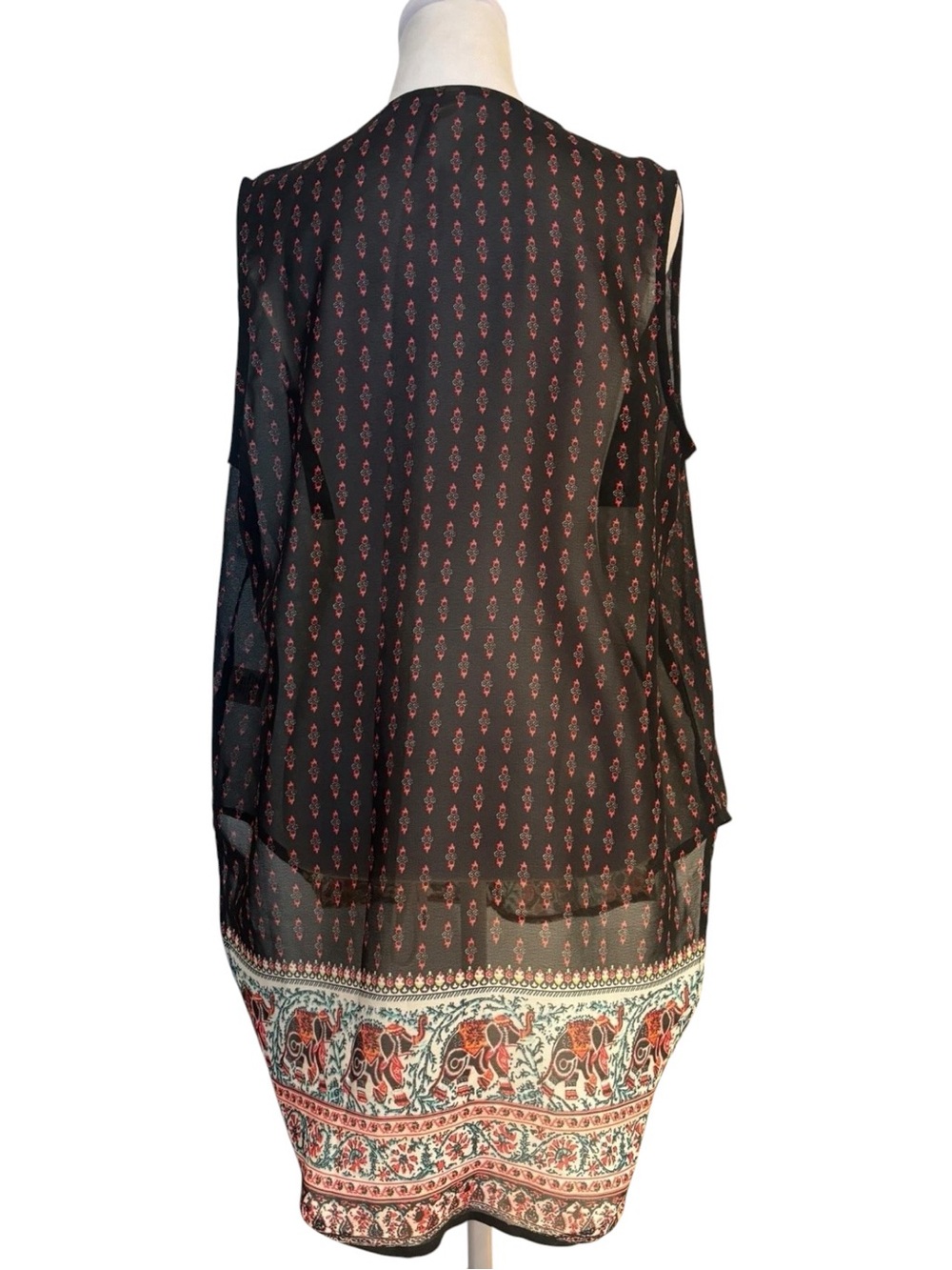 Live 4 Truth 1X Sleeveless Tunic Blouse Elephant Hem Boho Festival Sheer Top - Picture 3 of 4